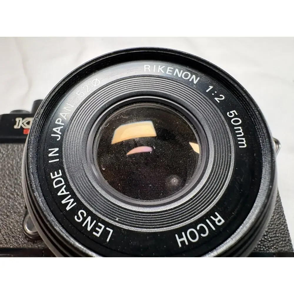 Ricoh KR-5 Super 35mm SLR Film Camera Rikenon 50mm f/2 Lens Bag Album *Untested